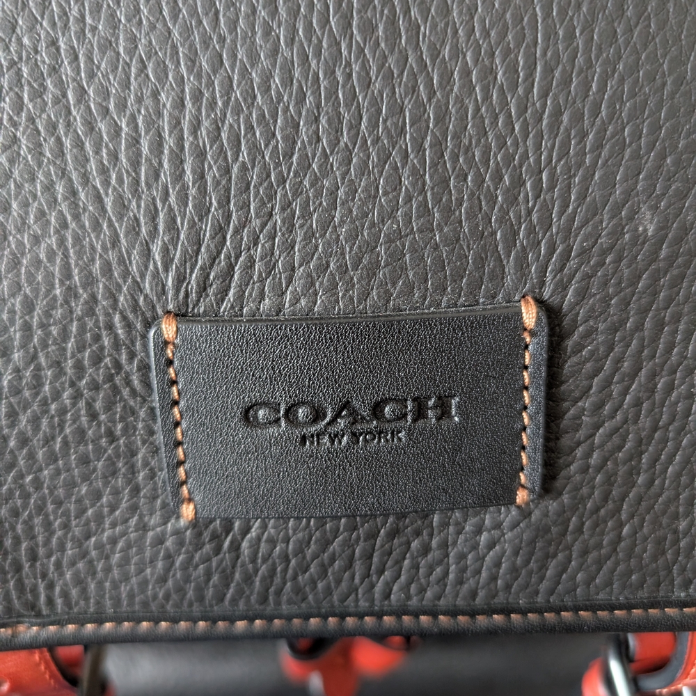 Coach Tan and Black Backpack with Leather Accents and Structured Shape - Picture 9 of 9